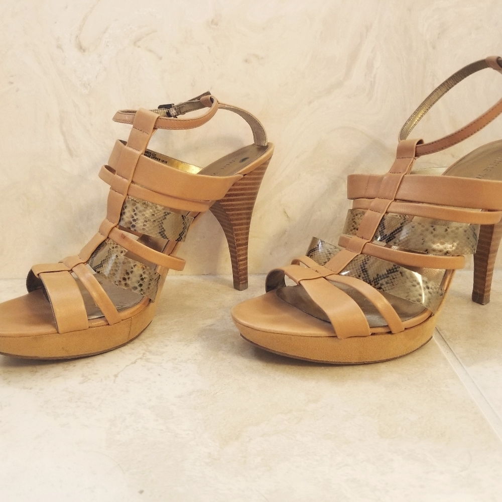 Nine West animal print strappy brown high heels